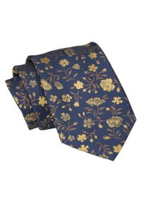 Alties - Krawat - ALTIES - Granat w Kwiatki. Kolor: niebieski. Materiał: tkanina. Wzór: kwiaty. Styl: elegancki, wizytowy #1