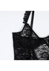 Intica - Gorset koronkowy z regulowanymi paskami na romantyczne wieczory Maliyah. Kolor: czarny. Materiał: koronka. Wzór: paski, koronka #7