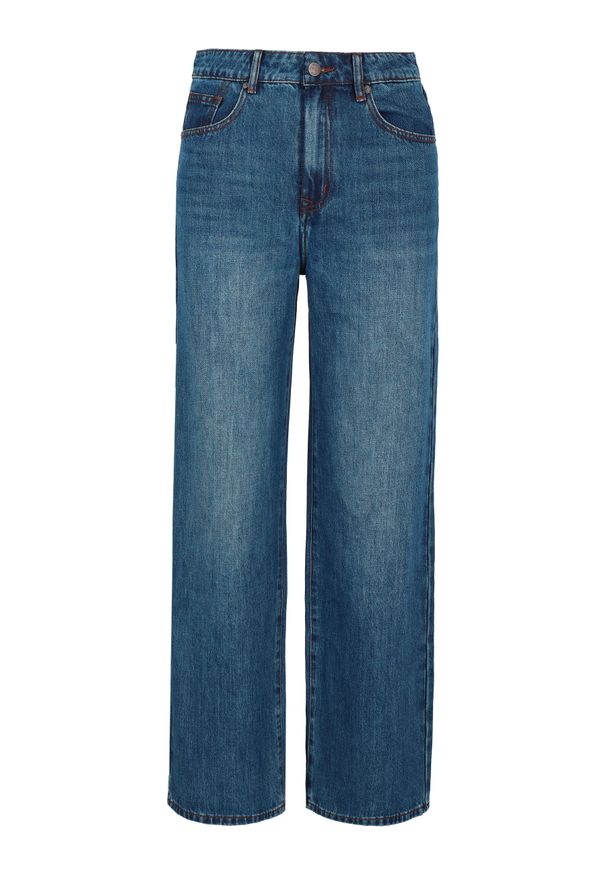 Volcano - Niebieskie jeansy Bootcut Straight D-YANNA. Okazja: na co dzień. Kolor: niebieski. Styl: casual, klasyczny