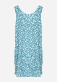 Born2be - Niebieska Sukienka w Kwiaty o Rozkloszowanym Kroju na Szerokich Ramiączkach Folarelle. Okazja: na co dzień. Kolor: niebieski. Długość rękawa: na ramiączkach. Wzór: kwiaty. Sezon: lato. Typ sukienki: proste, rozkloszowane. Styl: elegancki, casual #4