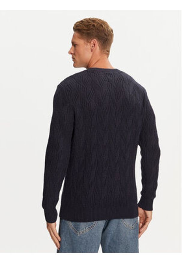 Guess Sweter M4BR19 Z3HD1 Granatowy Regular Fit. Kolor: niebieski. Materiał: syntetyk, bawełna
