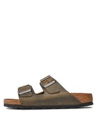 Birkenstock Klapki Arizona 1027039 Khaki. Kolor: brązowy. Materiał: skóra