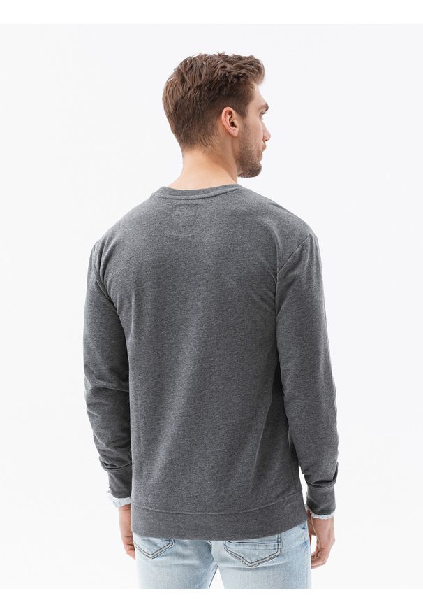 Ombre Clothing - Bluza męska bez kaptura B1149 - czarna - XXL. Typ kołnierza: bez kaptura. Kolor: czarny. Materiał: bawełna, jeans, materiał, poliester. Wzór: melanż