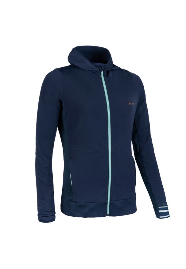 KALENJI - Bluza do biegania damska Warm Jacket. Kolor: niebieski. Materiał: elastan, poliester, materiał. Sport: fitness