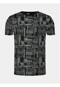 Karl Lagerfeld - KARL LAGERFELD T-Shirt 755060 541224 Czarny Regular Fit. Typ kołnierza: dekolt w karo. Kolor: czarny. Materiał: bawełna #6