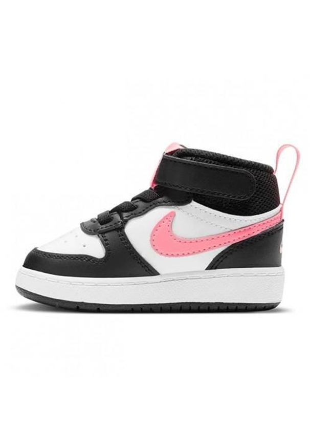 Buty do chodzenia niemowlęce Nike Court Borough Mid2. Zapięcie: rzepy. Kolor: biały, czarny, wielokolorowy. Materiał: skóra, syntetyk, materiał. Szerokość cholewki: normalna. Model: Nike Court. Sport: turystyka piesza