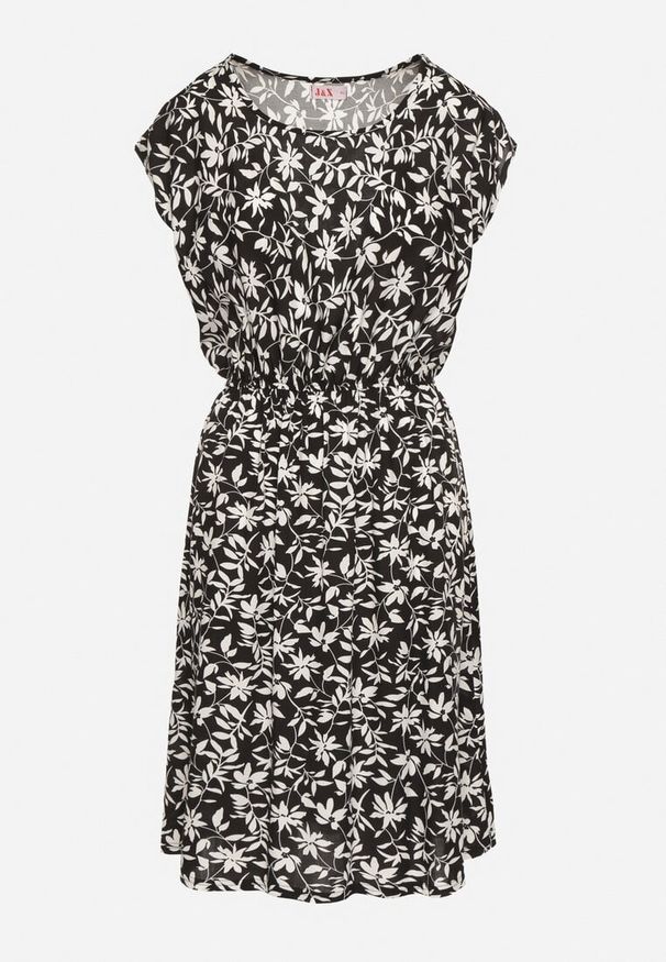 Born2be - Czarna Sukienka z Bawełną i Kwiatowym Wzorem Lumianisse. Okazja: na co dzień. Kolor: czarny. Materiał: bawełna. Długość rękawa: krótki rękaw. Wzór: kwiaty. Sezon: lato. Styl: casual, elegancki