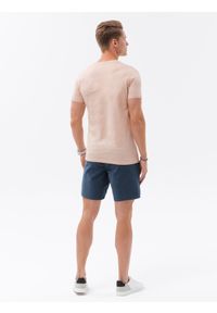 Ombre Clothing - T-shirt męski bawełniany z nadrukiem - jasnoróżowy V3 S1752 - XXL. Kolor: różowy. Materiał: bawełna. Długość rękawa: krótki rękaw. Długość: krótkie. Wzór: nadruk. Styl: klasyczny
