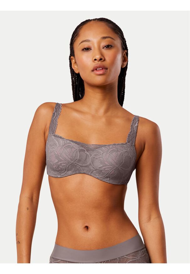 Triumph Biustonosz z fiszbiną Illusion 10219845 Szary. Kolor: szary. Materiał: syntetyk