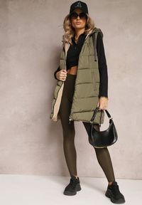 Renee - Zielona Dwustronna Kamizelka Pikowana Miames. Okazja: na co dzień. Kolor: zielony. Materiał: jeans. Wzór: gładki. Styl: sportowy, casual
