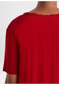bonprix - Bluzka tunikowa z mieszanki z wiskozą. Typ kołnierza: kokarda. Kolor: czerwony. Materiał: jersey, wiskoza