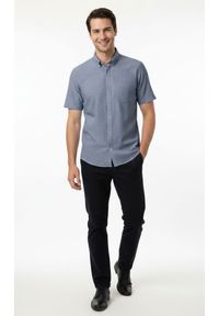 Letnia Koszula Weekendowa - Brave Soul - Niebieski Melanż. Kolor: niebieski. Materiał: poliester, bawełna. Wzór: melanż. Sezon: lato #4