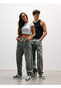 Sinsay - Jeansy barrel leg - szary. Kolor: szary #1