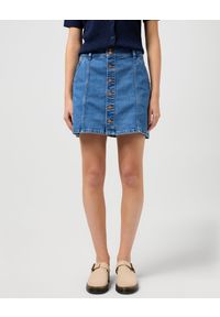Wrangler - DAMSKA SPÓDNICA WRANGLER DENIM MINI SKIRT MID WASH 112352524. Materiał: denim