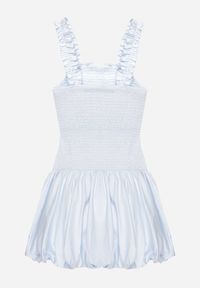 Born2be - Jasnoniebieska Bawełniana Sukienka Bombka na Ramiączkach z Elastyczną Górą Linarisena. Okazja: na imprezę, na co dzień. Typ kołnierza: kokarda. Kolor: niebieski. Materiał: bawełna. Długość rękawa: na ramiączkach. Typ sukienki: bombki. Styl: casual, elegancki #7