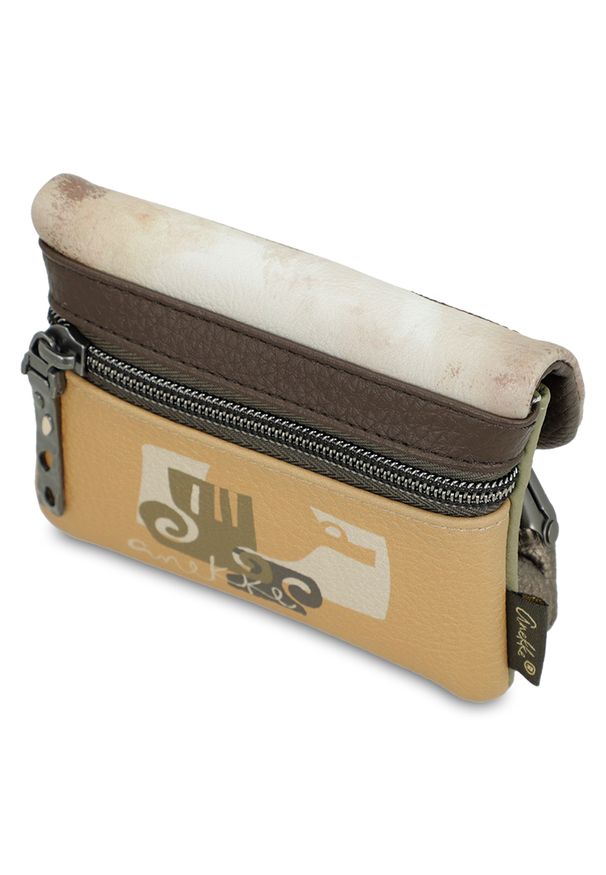 Brązowy Kompaktowy Damski Portfel Anekke Muse. Kolor: brązowy