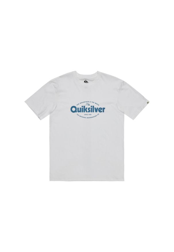 Quiksilver - Koszulka z krótkim rękawem dla Mężczyzn EV SHAPE ALL DAY. Kolor: biały. Materiał: bawełna, materiał. Długość rękawa: krótki rękaw. Długość: krótkie. Wzór: nadruk