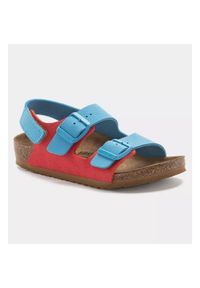 Sandały Birkenstock Milano Hl Jr 1024373 niebieskie. Zapięcie: sprzączka. Kolor: niebieski. Materiał: materiał, syntetyk, zamsz, skóra. Styl: klasyczny