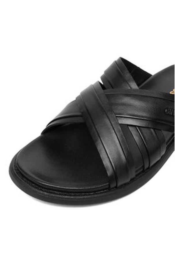 Gino Rossi - GINO ROSSI Klapki CEO-MARCELLO-11 MB Czarny. Kolor: czarny. Materiał: skóra