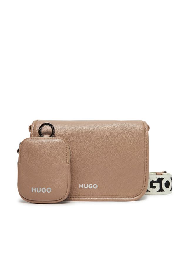 Hugo - HUGO Torebka Bel Crossbody Flap 50541869 Beżowy. Kolor: beżowy. Materiał: skórzane