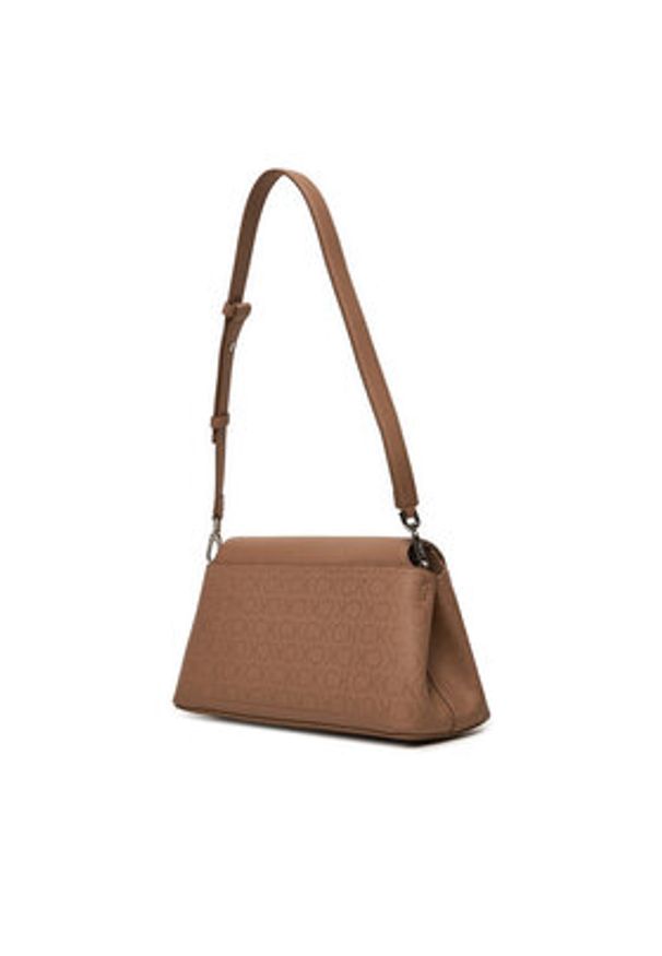 Calvin Klein Torebka Ck Push Shoulder Bag K60K612143 Brązowy. Kolor: brązowy. Materiał: skórzane