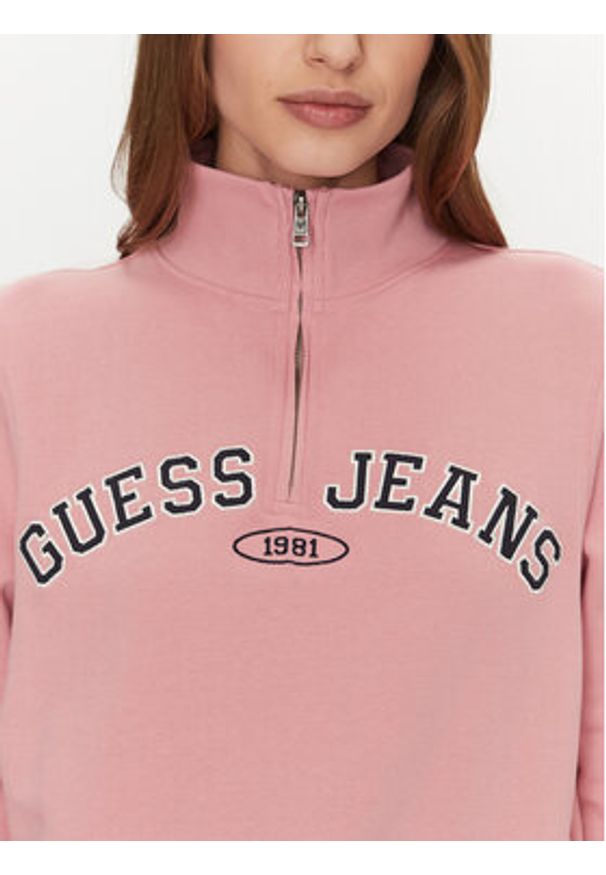 Guess Jeans Bluza W5RQ25 K68I4 Różowy Regular Fit. Kolor: różowy. Materiał: bawełna