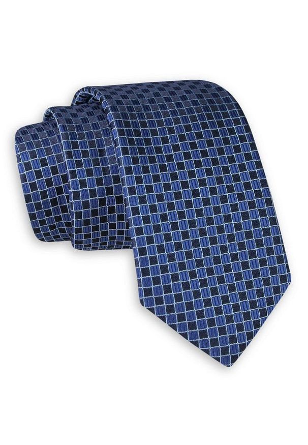 Niebiesko-Granatowy Elegancki Krawat -Angelo di Monti- 6 cm, Męski, w Kratkę. Kolor: niebieski. Wzór: kratka. Styl: elegancki