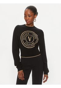 Versace Jeans Couture Sweter 75HAFM21 Czarny Regular Fit. Kolor: czarny. Materiał: wełna