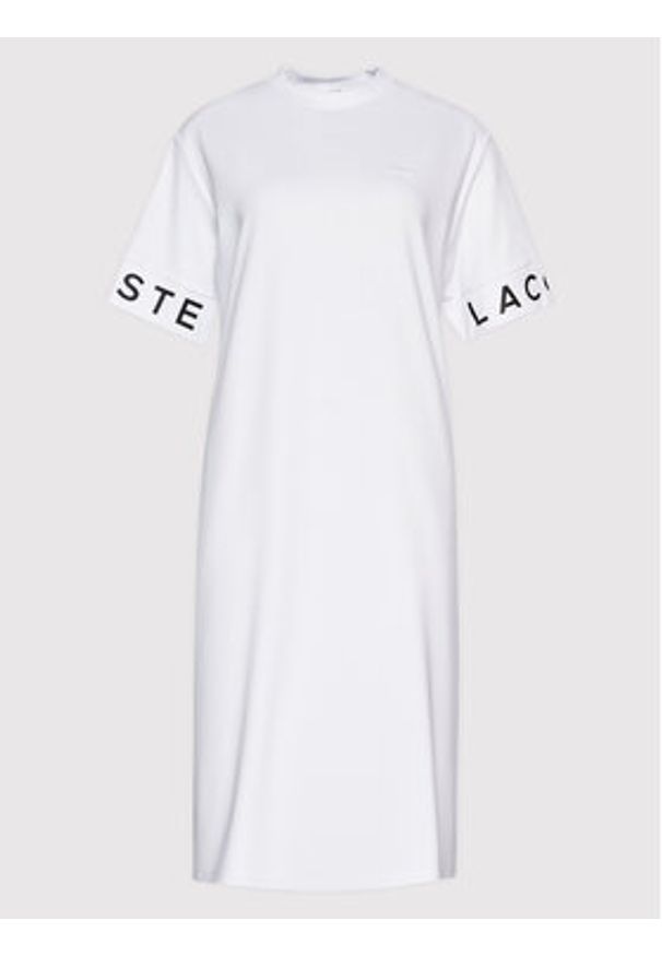 Lacoste Sukienka codzienna EF0107 Biały Relaxed Fit. Okazja: na co dzień. Kolor: biały. Materiał: syntetyk. Typ sukienki: proste. Styl: casual