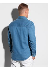 Ombre Clothing - Koszula męska z długim rękawem K568 - niebieska - L. Kolor: niebieski. Materiał: jeans, bawełna. Długość rękawa: długi rękaw. Długość: długie #3