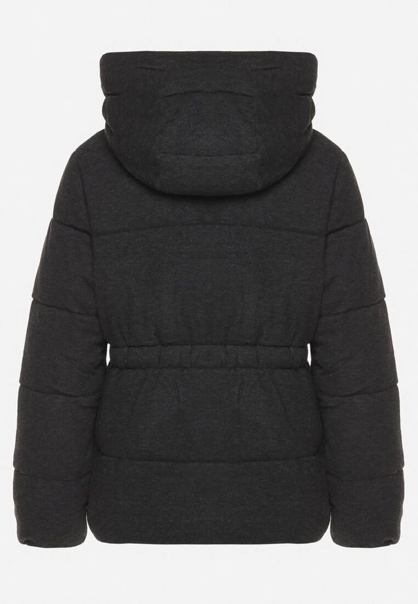 Born2be - Czarna Kurtka Pikowana z Kapturem ze Ściągaczami Torita. Typ kołnierza: kaptur. Kolor: czarny. Materiał: jeans, tkanina. Styl: elegancki, klasyczny