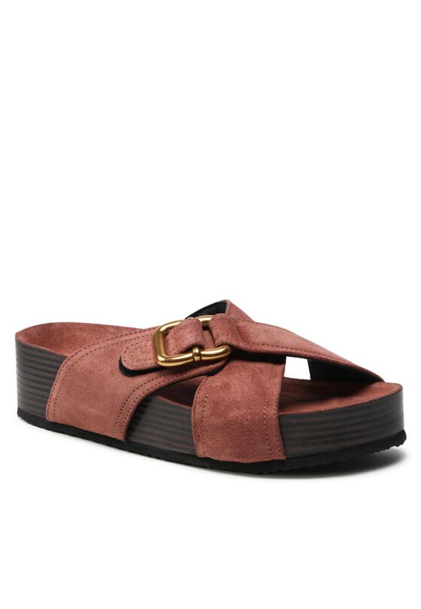 Klapki Gino Rossi. Kolor: różowy. Materiał: skóra, zamsz