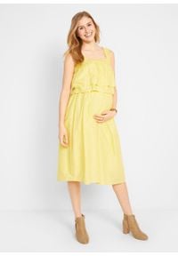 Sukienka ciążowa i do karmienia z falbaną bonprix kremowy żółty. Kolekcja: moda ciążowa. Kolor: żółty. Materiał: jersey #4