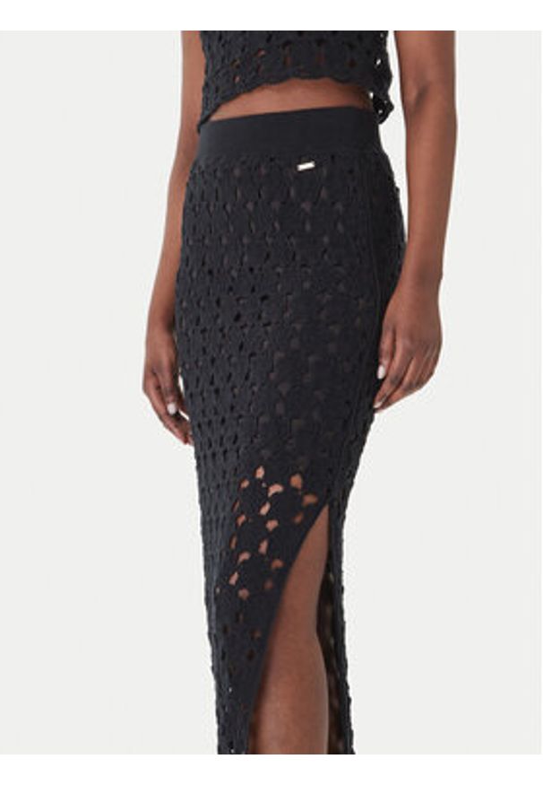 Fracomina Spódnica midi FR26SG4008K488R6 Czarny Slim Fit. Kolor: czarny. Materiał: bawełna