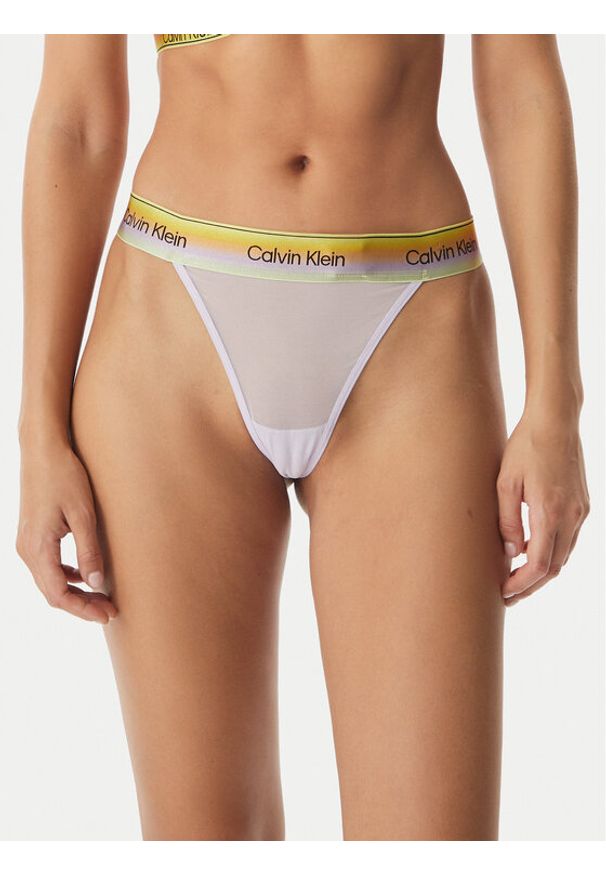 Calvin Klein Underwear Stringi LV00QF8856 Fioletowy jasny. Kolor: fioletowy. Materiał: syntetyk