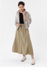 Volcano - Długa spódnica letnia G-MIGELIA. Kolor: beżowy. Materiał: wiskoza, skóra, materiał. Długość: długie. Wzór: gładki. Sezon: lato #1