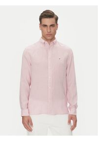 TOMMY HILFIGER - Tommy Hilfiger Koszula MW0MW34602 Różowy Regular Fit. Kolor: różowy. Materiał: len