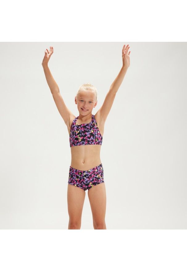 Strój kąpielowy dla dzieci Speedo Printed Boyleg. Kolor: czarny, różowy, wielokolorowy. Materiał: poliester