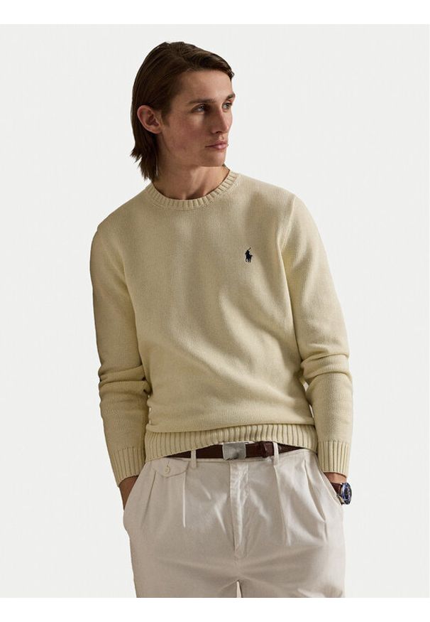 Polo Ralph Lauren Sweter 710810846035 Écru Regular Fit. Typ kołnierza: polo. Materiał: bawełna