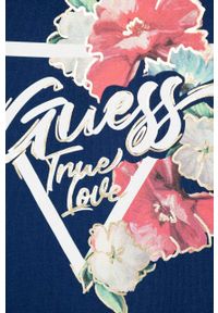 Guess t-shirt dziecięcy kolor granatowy. Kolor: niebieski. Materiał: bawełna, dzianina. Wzór: nadruk. Styl: klasyczny #3