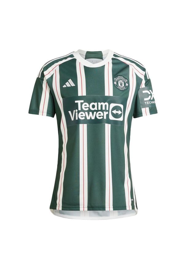 Adidas - Koszulka Manchester United 23/24 Away. Kolor: biały, czerwony, wielokolorowy, zielony. Materiał: materiał