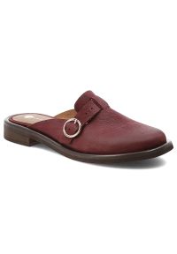 Klapki damskie Armodo, skórzana cholewka naturalna wsuwana konstrukcja z subtelną klamrą odkryta pięta niski stabilny obcas wygodne codzienne wykończ. Okazja: na co dzień. Kolor: fioletowy. Materiał: skóra. Obcas: na obcasie. Styl: casual. Wysokość obcasa: niski #9