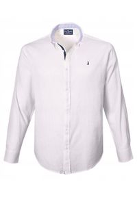 Lekka, Bawełniana Koszula Męska - Pako Jeans - Prosty Krój, Biała. Okazja: na co dzień. Typ kołnierza: button down. Kolor: biały. Materiał: bawełna. Sezon: lato. Styl: casual #4