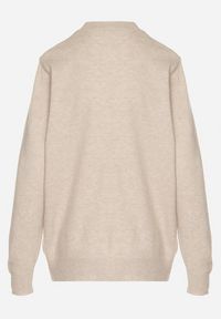 Born2be - Beżowy Casualowy Sweter z Wełną i Bawełną Nedalla. Okazja: na co dzień. Kolor: beżowy. Materiał: wełna, bawełna. Długość rękawa: długi rękaw. Długość: długie. Styl: casual #3