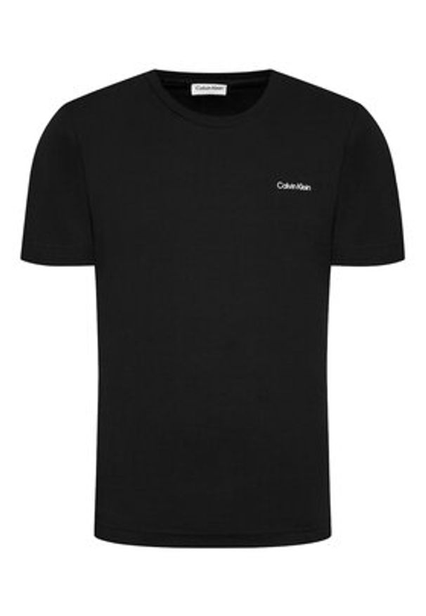 Calvin Klein T-Shirt Micro Logo Interlock K10K109894 Czarny Regular Fit. Kolor: czarny. Materiał: bawełna