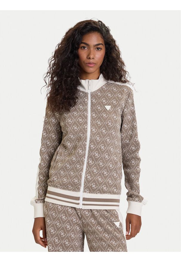 Guess Bluza V5BQ16 K1990 Brązowy Regular Fit. Kolor: brązowy. Materiał: syntetyk