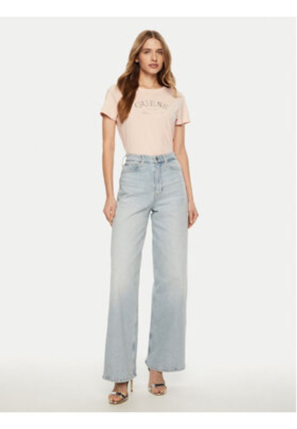 Guess T-Shirt V5RI16 J1314 Różowy Regular Fit. Kolor: różowy. Materiał: bawełna