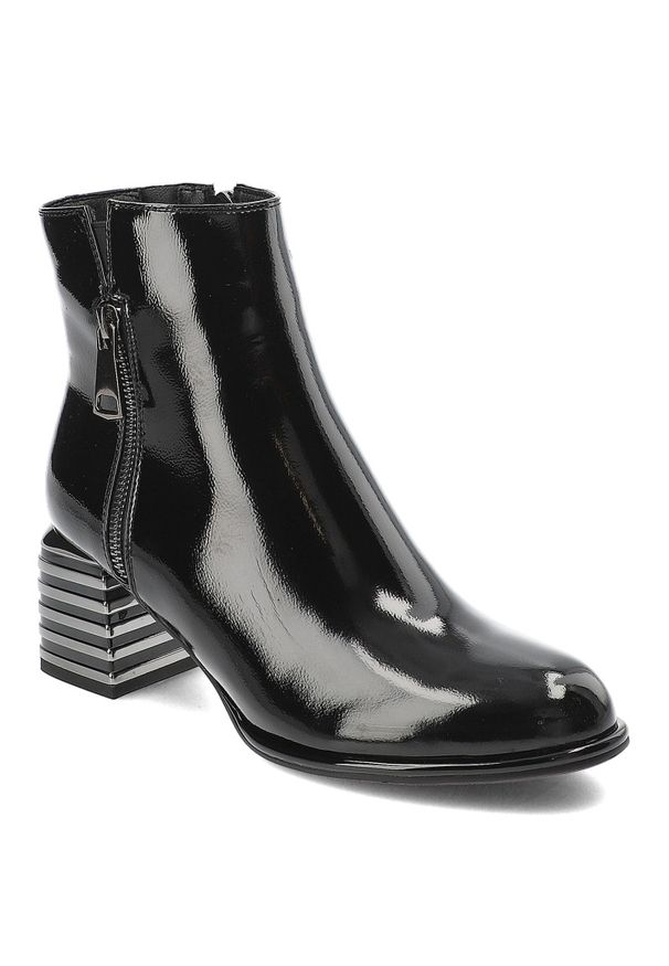 Czarne Botki S.Barski Eleganckie Obuwie Damskie Zapinane Na Suwak. Kolor: czarny. Materiał: jeans, skóra ekologiczna. Obcas: na obcasie. Styl: elegancki. Wysokość obcasa: średni