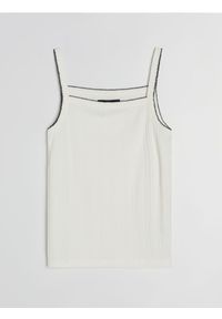 Sinsay - Prążkowany top - kremowy. Kolor: kremowy. Materiał: prążkowany