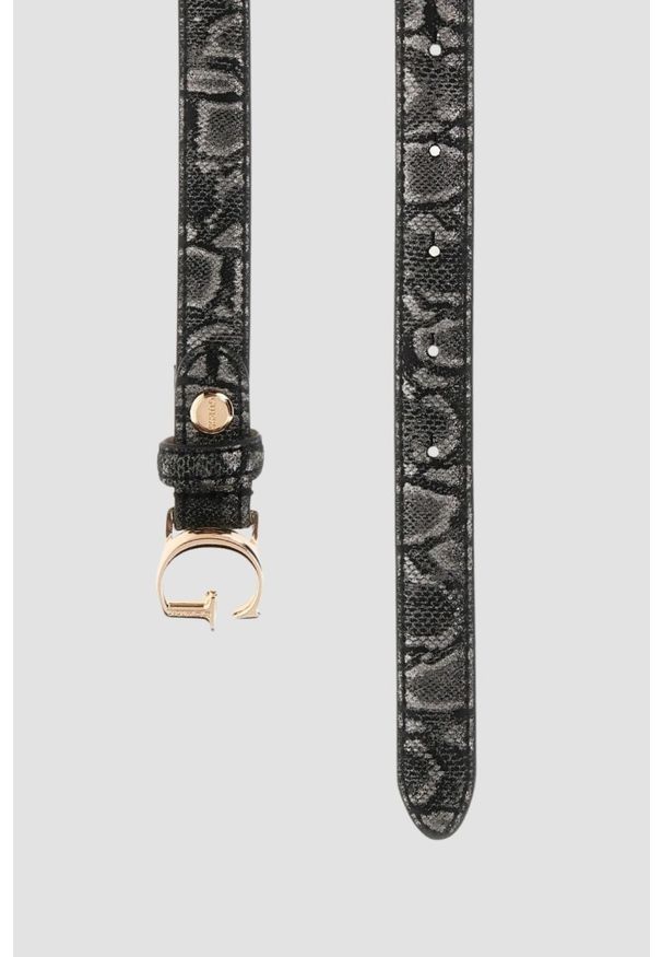 Guess - GUESS Czarny damski pasek z printem węża Adj Belt H30. Kolor: czarny. Wzór: nadruk